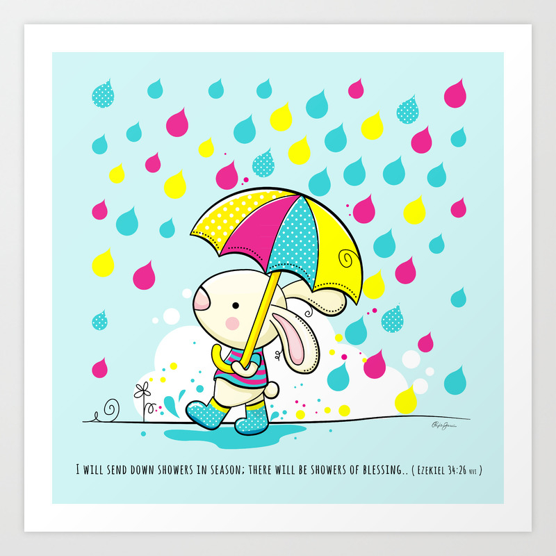 rain rabbit ezekiel 34 26 art print by hideer