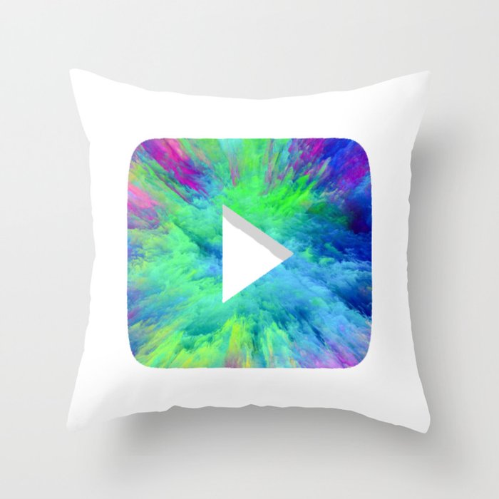 Colorful YT Play Button Throw Pillow