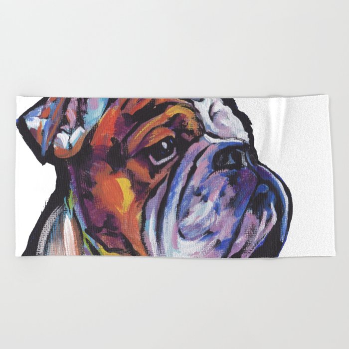 Fun English Bulldog Dog Portrait Bright Colorful Pop Art Painting