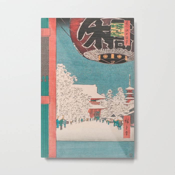 Kinryuzan Temple Snow Scene Vintage Ukiyo-e Japanese Art Metal Print