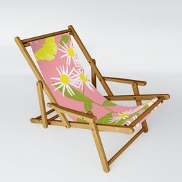 Little Daisies And Butterflies Retro Modern Peach Sling Chair