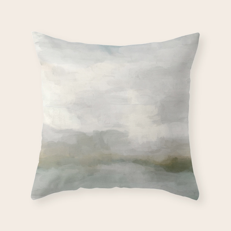 picture Sage Green And Gray Throw Pillows modern abstract painting light teal sage green gray cloudy weather digital prints wall art ocean throw pillow by rachelelise