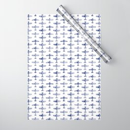 Blue Watercolor Airplanes Wrapping Paper