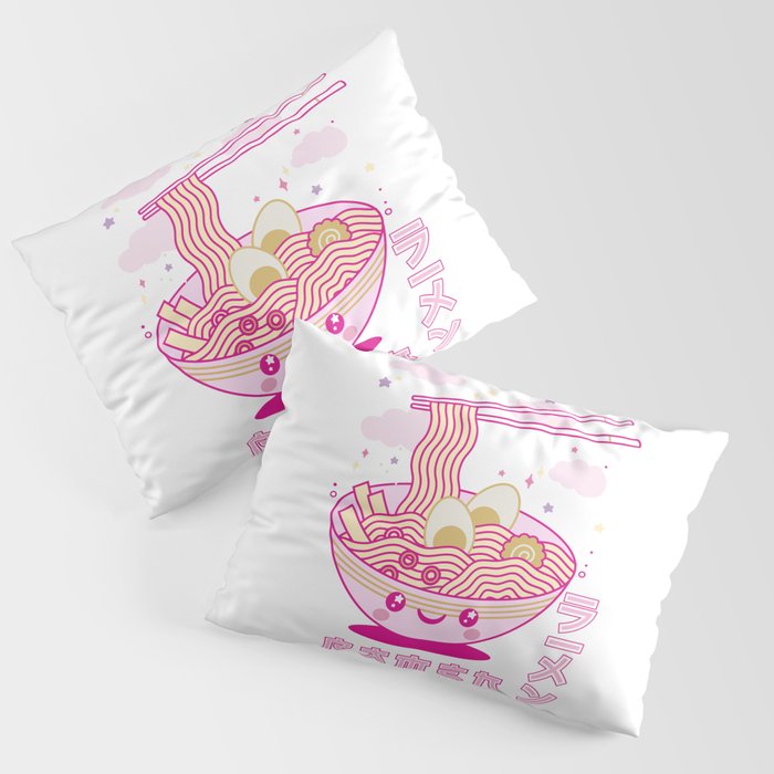 Cute Kawaii Anime Ramen Noodles Soup Japanese Aesthetic Pillow Sham