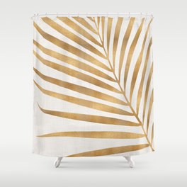 Metallic Gold Palm Leaf Shower Curtain