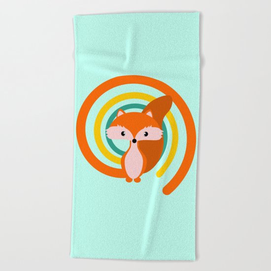 Cute fox Beach Towel