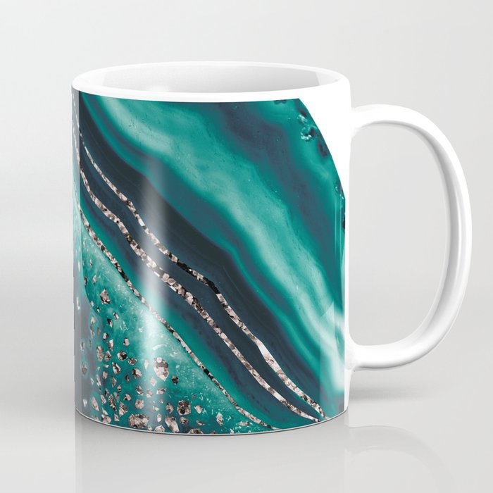 Teal Agate Rose Gold Glitter Glam 1 Gem Decor Art Society6
