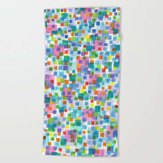 Pink beneath Square-Confetti Beach Towel