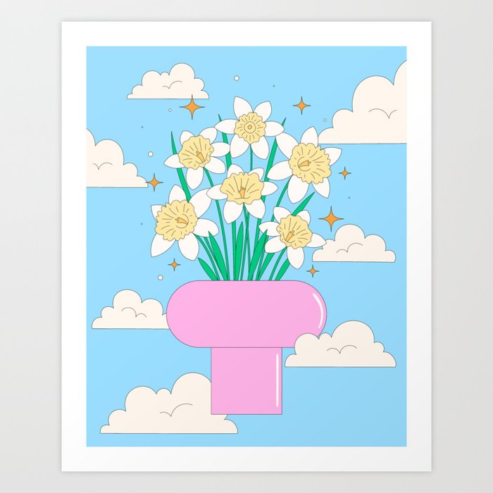 Sky Daffodils  Art Print