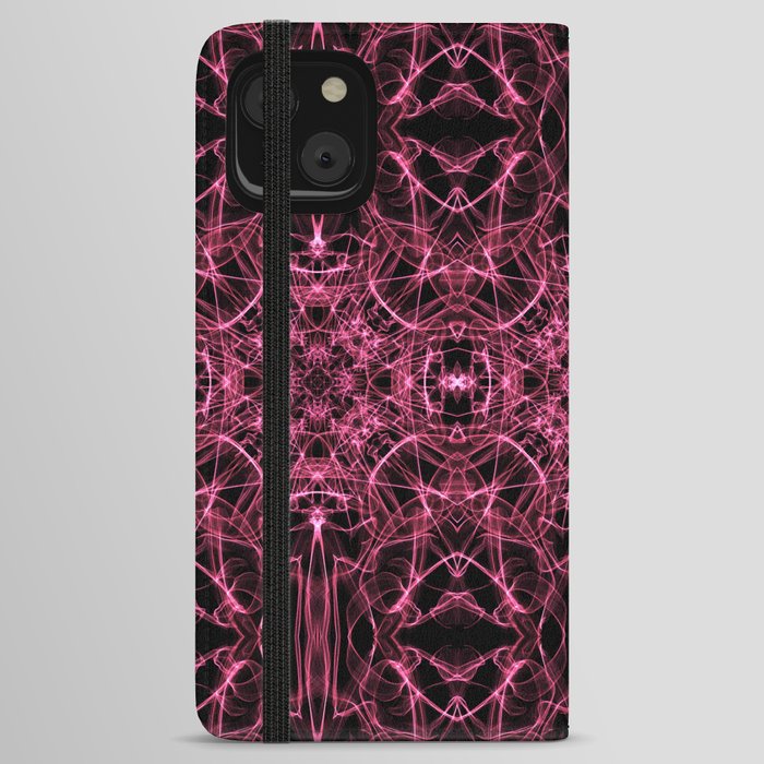 Liquid Light Series 27 ~ Red Abstract Fractal Pattern iPhone Wallet Case