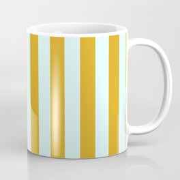 [ Thumbnail: Goldenrod & Light Cyan Colored Lines Pattern Coffee Mug ]