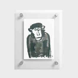 Black and white Ink monkey portrait contemporary illustration Floating Acrylic Print