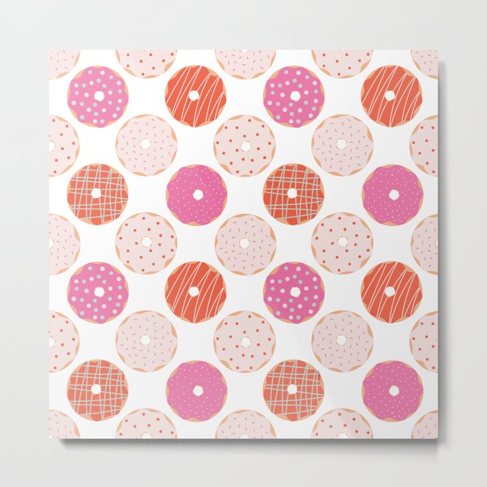 Donuts Pattern - Pink & Orange Metal Print