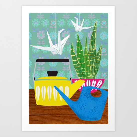 Still life with paper cranes Art Print