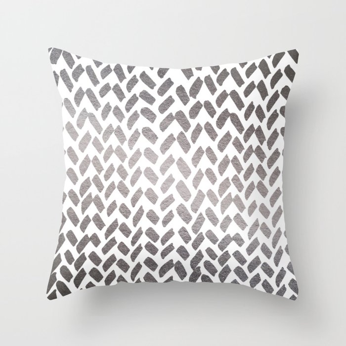 Cute knitting pattern - silver Throw Pillow