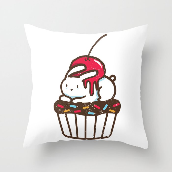 Chubby Bunny on a cupcake Throw Pillow