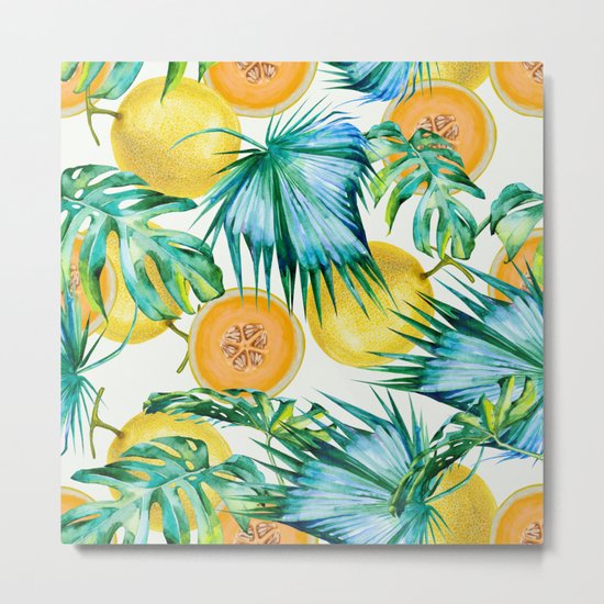 Leaf and melon pattern Metal Print