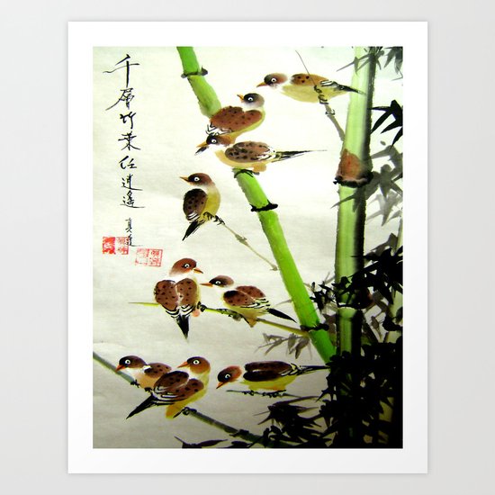 nine sparrows Art Print