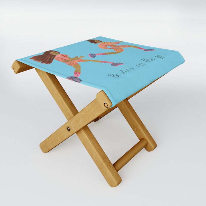 Besties on the Go (pastel blue) Folding Stool