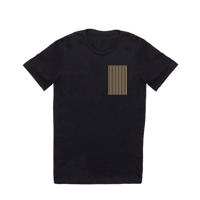 Tan Brown and Black Vertical Stripes T Shirt