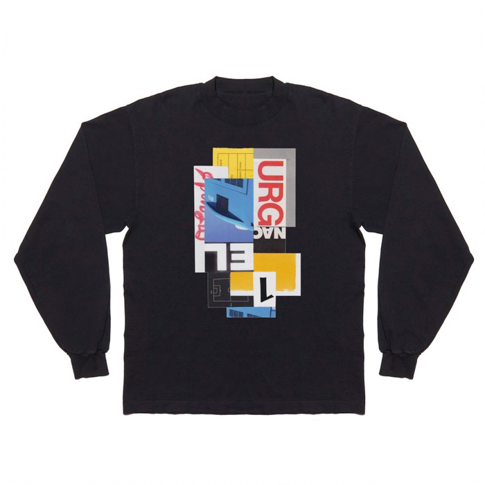 Typography & Shapes / Paper Collage Long Sleeve T Shirt