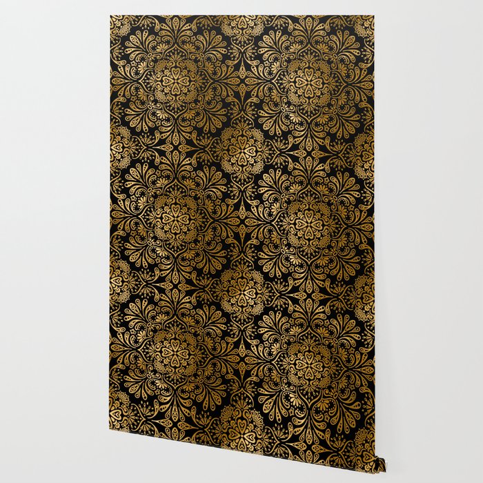 Sophisticated Black And Gold Art Deco Pattern Wallpaper By Dec02