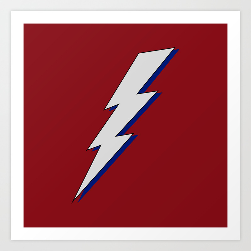 Just Me And My Shadow Lightning Bolt Dark Red Grey Blue Art Print By Multifascinated Society6