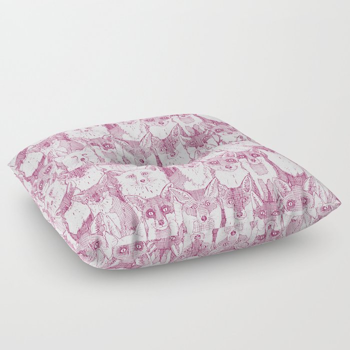 just foxes cherry soft white Floor Pillow