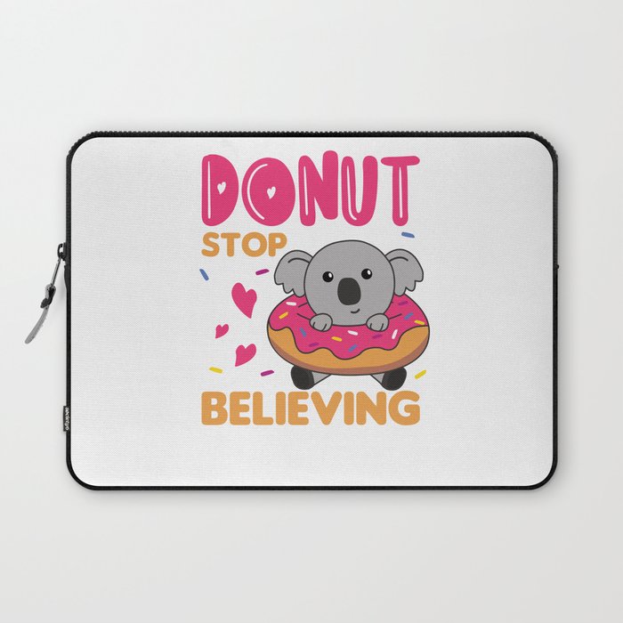 Cute Koala Funny Animals In Donut Pink Laptop Sleeve