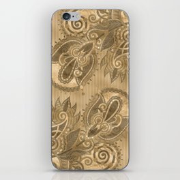 Paisley Floral  Ornament - Pastel Gold iPhone Skin