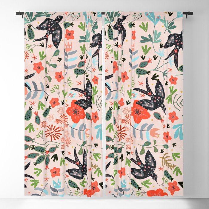 Around The Garden on Pink Blackout Curtain by Elenor D.G. | Society6
