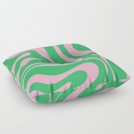 Pink and Spring Green Modern Liquid Swirl Abstract Pattern Floor Pillow