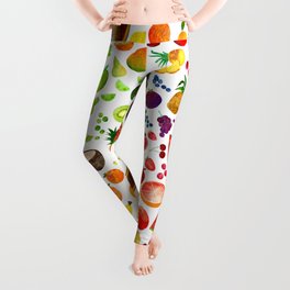 Watercolor Rainbow Fruit Pattern Leggings