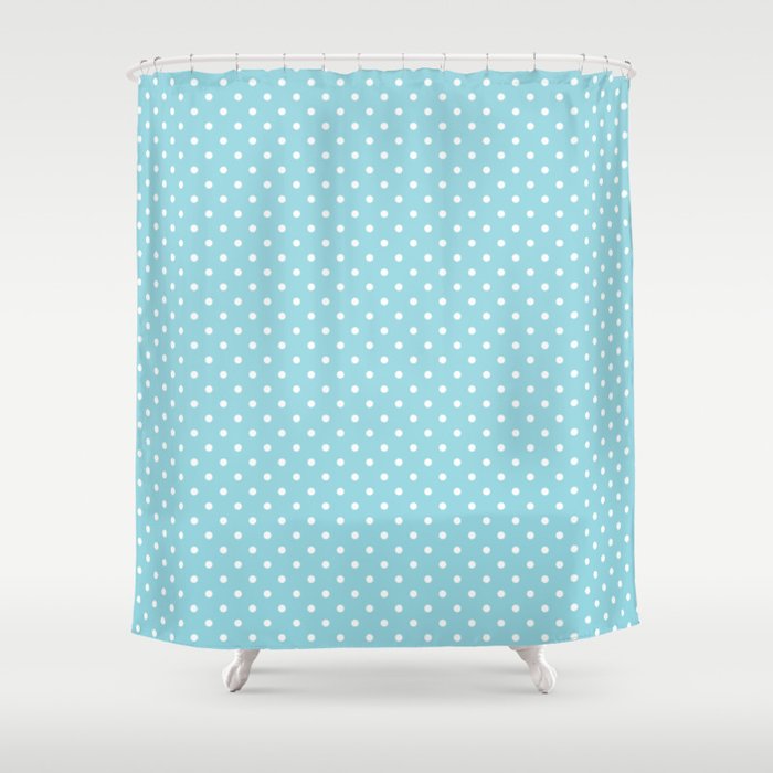 Mini Sky Blue With White Polka Dots Shower Curtain By Podartist Mini Sky Blue With White Polka Dots Shower Curtain By Podartist Society6