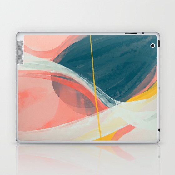 White Streams Through Pastel Shores | Abstract Shapes Design Laptop & iPad Skin