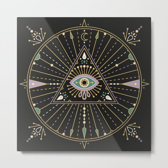Evil Eye Mandala – Black Metal Print