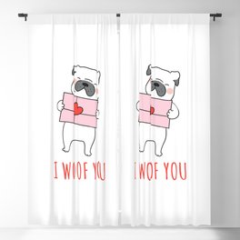 cute funny cartoon dog love letter gift heart Valentine's day Blackout Curtain