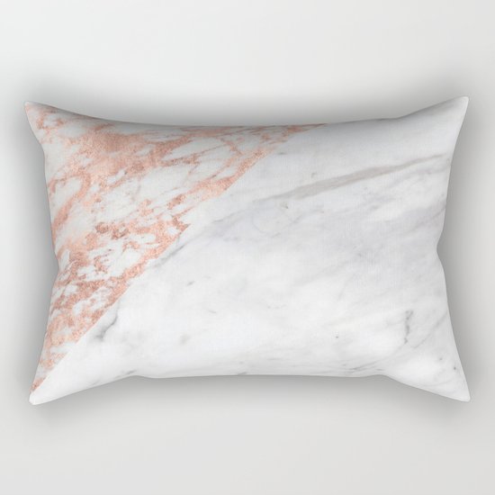 Massarosa Marchionne Bianco rose gold marble Rectangular Pillow