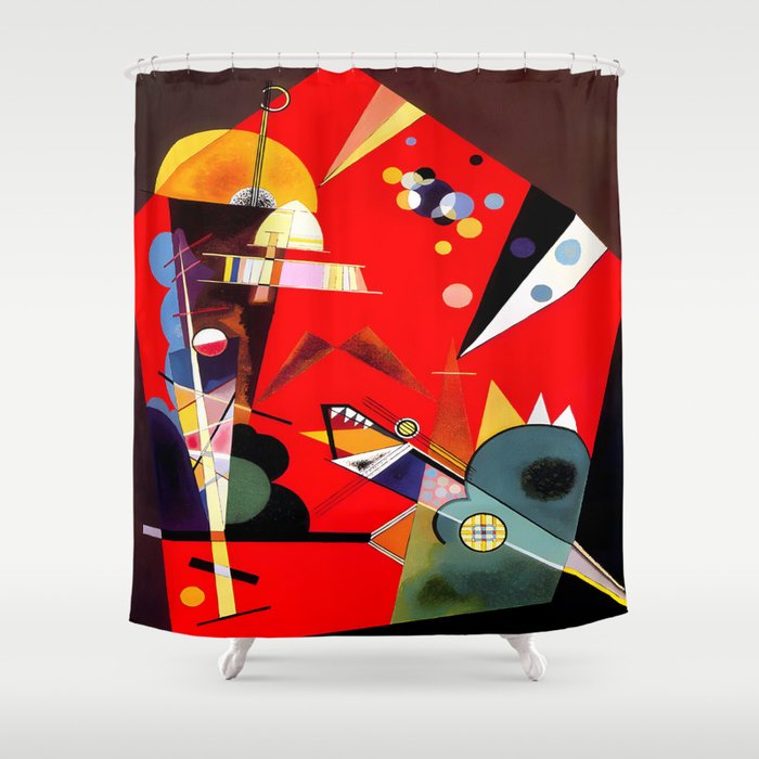 Wassily Kandinsky (1866-1944) - TENSION IN RED (Spannung in Rot) - 1926 - Expressionism, Abstract - Bauhaus - Geometric Abstraction - Oil on canvas - Digitally Enhanced Version - Shower Curtain