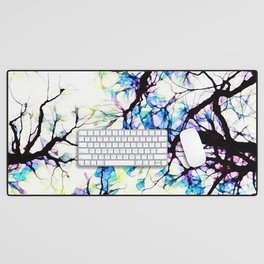 Watercolor Rainbow Spring Forest Trees Desk Mat