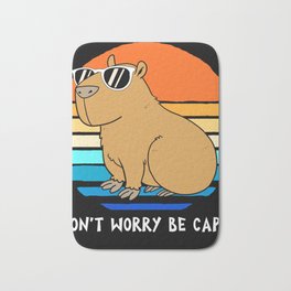 Retro Rodent Funny Capybara Dont Be Worry Be Capy Bath Mat | Zoo, Animal, South, Capibara, Guinea, Rodent, Southamerica, Becapy, Mammal, Capybaras 