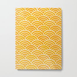 Japanese Seigaiha Wave – Marigold Palette Metal Print | Yellow, Sunshine, Pattern, Geometric, Japan, Linework, Minimalism, Summer, Curated, Lines 