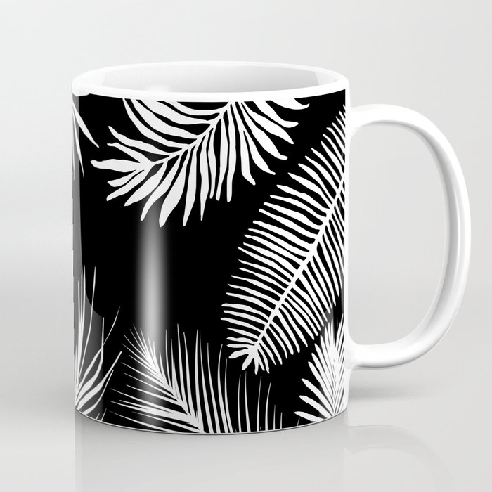 Palm Leaves In Black And White Coffee Mug