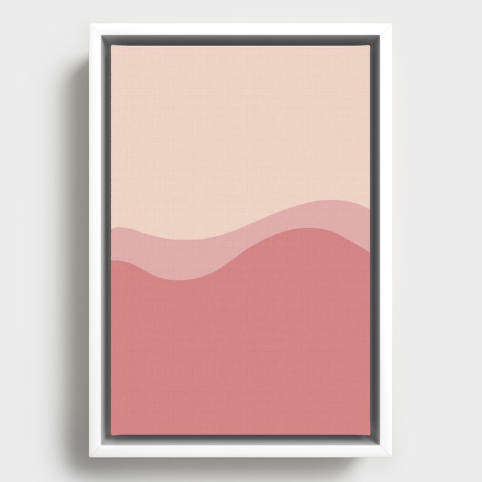 Wavy Minimalist Abstract in Hues of Pink Framed Canvas