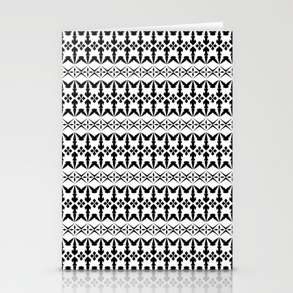 Seamless abstract ethnic pattern vintage. Design horizontal shape black on white background.  Stationery Cards