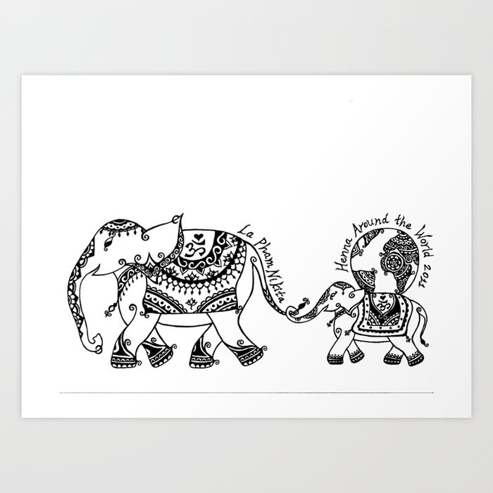 Henna Elephant Art Print