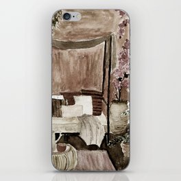 hand painted watercolor daybed in the garden2 iPhone Skin
