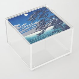 Light-blue Sunrise Spring Moon at Ninomiya Beach by Hasui Kawase portrait painting art print Acrylic Box