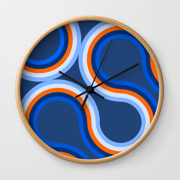 abstract waves pattern with blue background Wall Clock