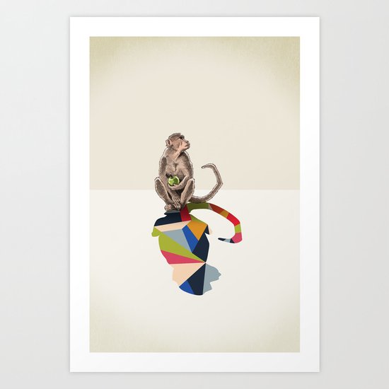 Walking Shadow, Monkey Art Print